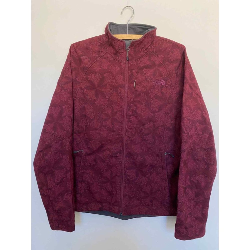 Womens The North Face Burgundy Red APEX Softshell Jacket Paisley Sz L